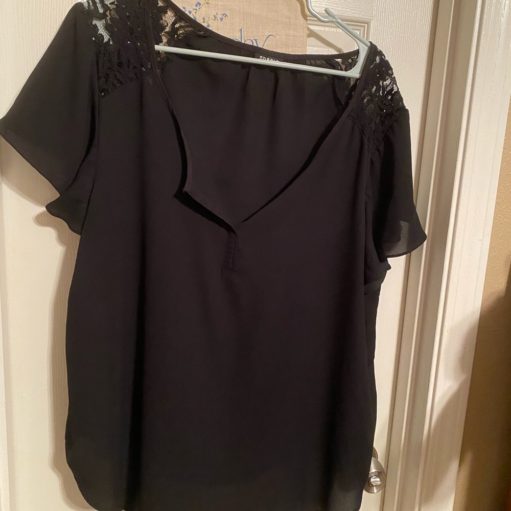 Torrid Georgette Pullover with Flutter Sleeves